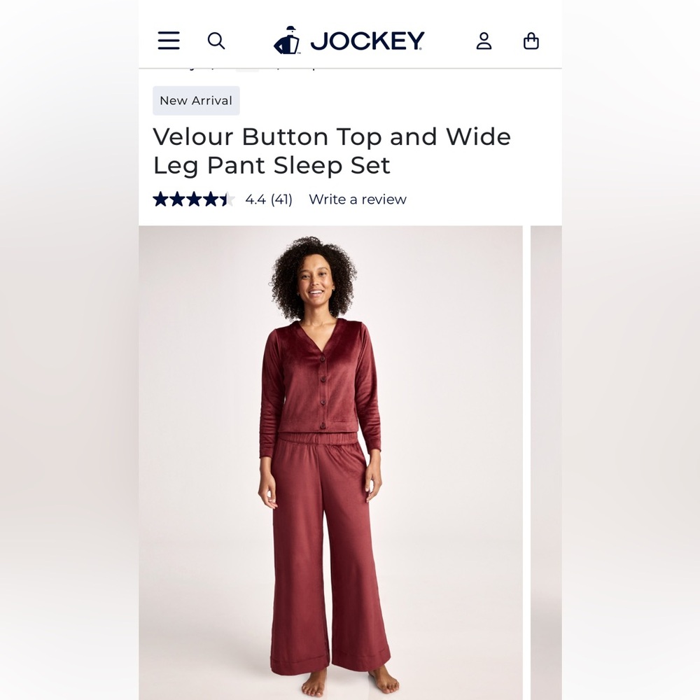 Jockey Burgundy Velour Sleepwear Set